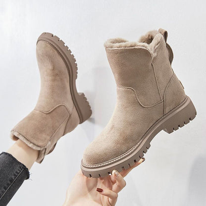 Women's Plush-Lined Ankle Martin Zipper Boots