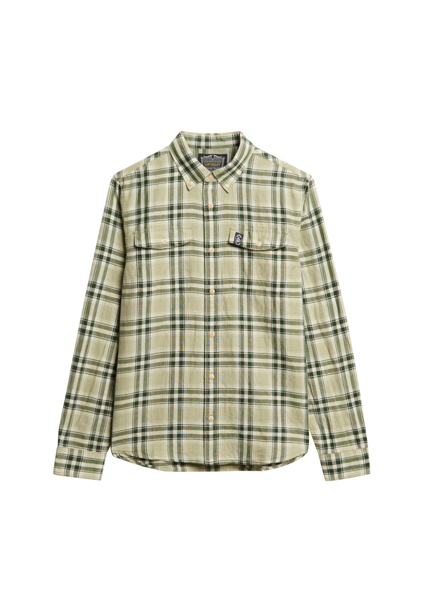 Merchant Linen Check Shirt | Green Check
