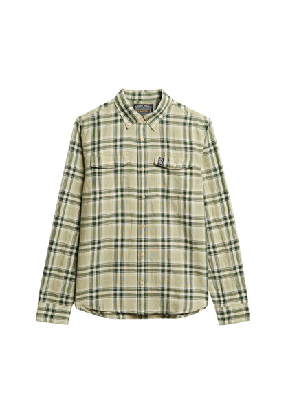 Merchant Linen Check Shirt | Green Check